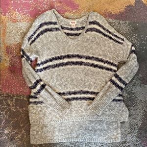 Light gray/navy striped sweater with low back
